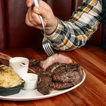 A signature staple for good reason, our 58 oz. Cowboy Ribeye is a MUST try during your next visit to THE RANCH Restaurant!