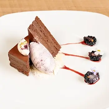 Dessert lovers, you need to try our Valrhona Flourless Chocolate Cake