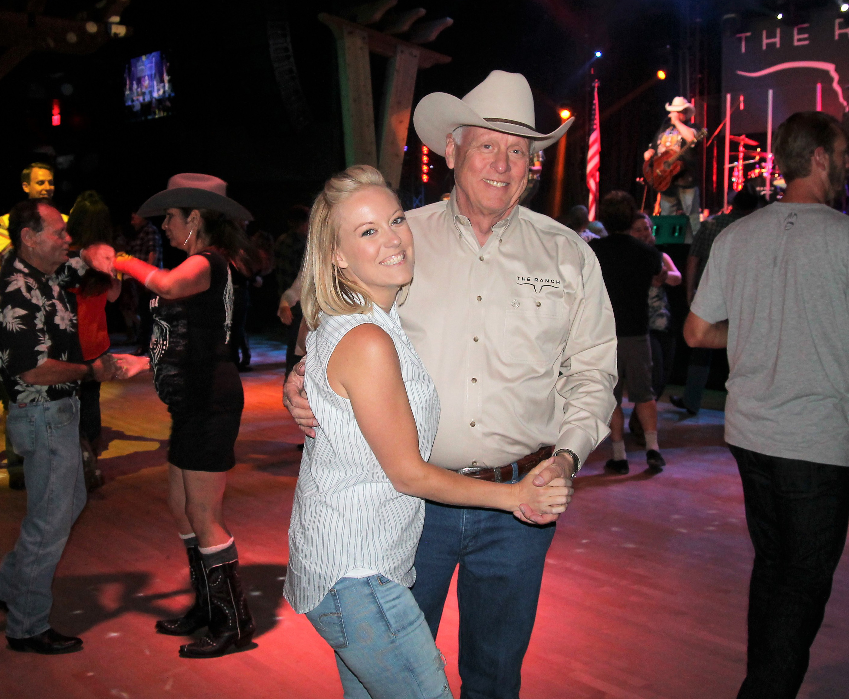 Andrew Edwards country dancing at the Saloon with his daughter, Ashton