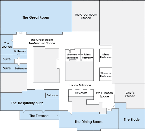 The floor plan of the 6th floor, with the Suites located to the center left of the floor.
