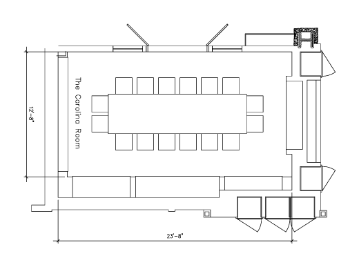 The floor plan for the The Carolina Room.